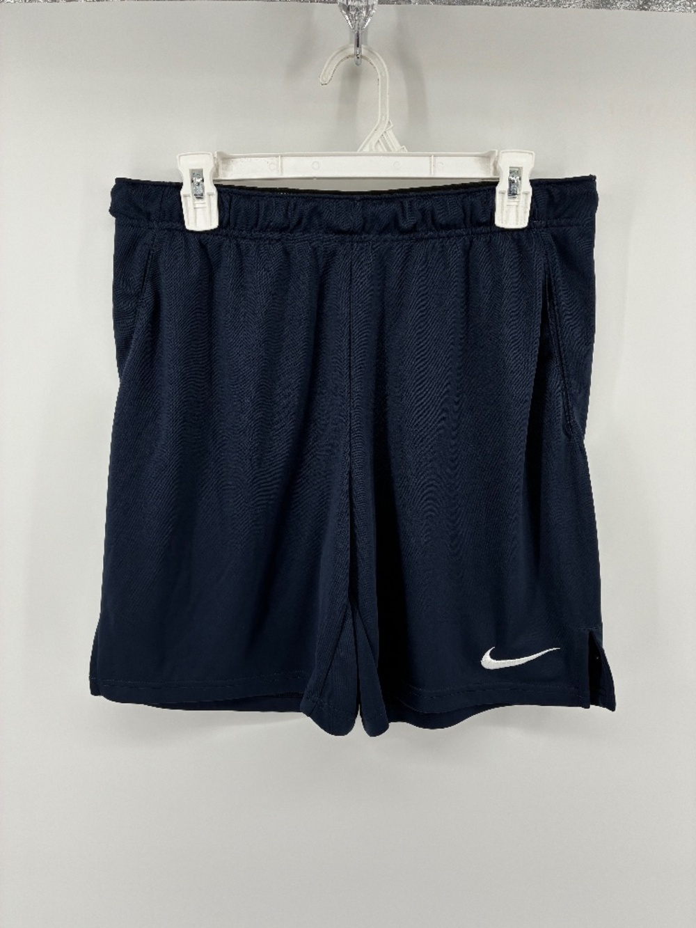 Navy Blue Men’s Nike Athletic Shorts White Swoosh Basketball